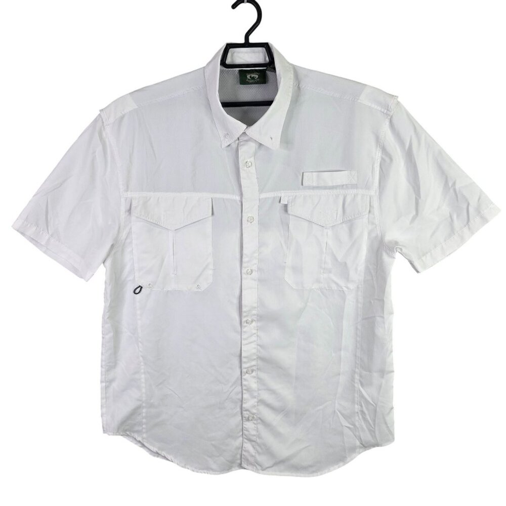 Mens Stillwater Supply Co White Fishing Shirt Vented Short Sleeve Button Up L